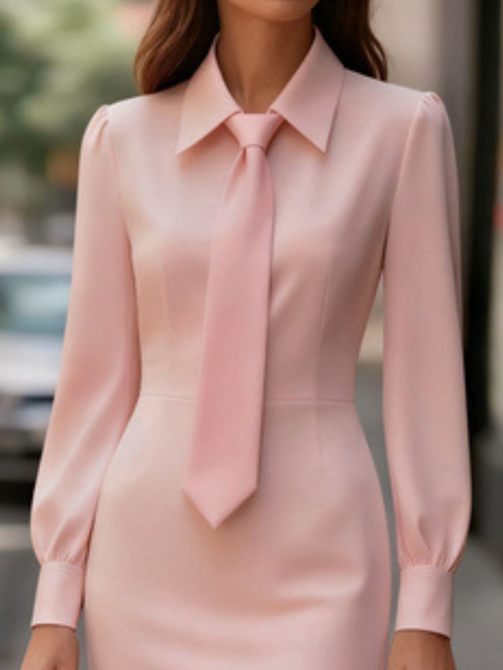 Tie-neck Long Sleeve Dress (8)