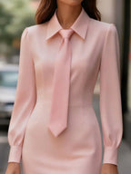 Tie-neck Long Sleeve Dress (8)