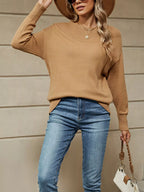 Ribbed Knit Dropped Shoulder Sweater (5)