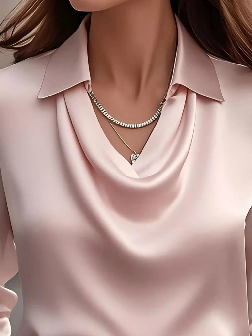 Satin Collar Long Sleeve Blouse (2)