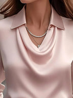 Satin Collar Long Sleeve Blouse (2)