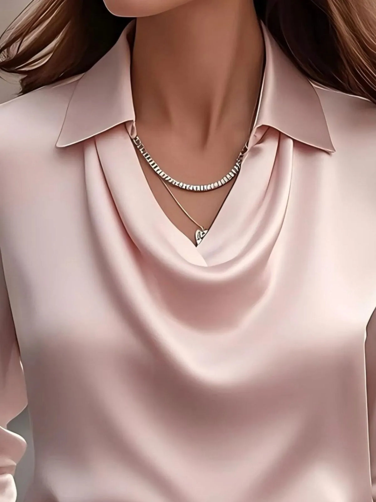 Satin Collar Long Sleeve Blouse (2)