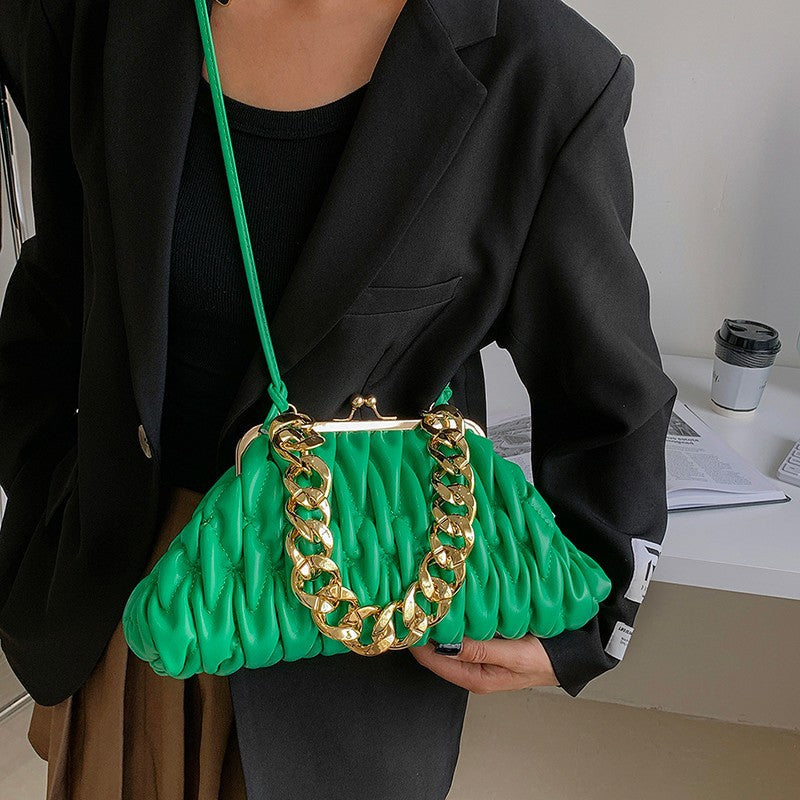 Autumn Embroidery Line Rhombus Chain Shoulder Bag photo 1
