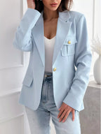 Lapel Collar One Button Blazer (10)