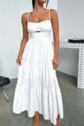Cut-out Tiered Dress Spaghetti Straps