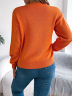 Openwork Round Neck Long Sleeve Sweater (2)