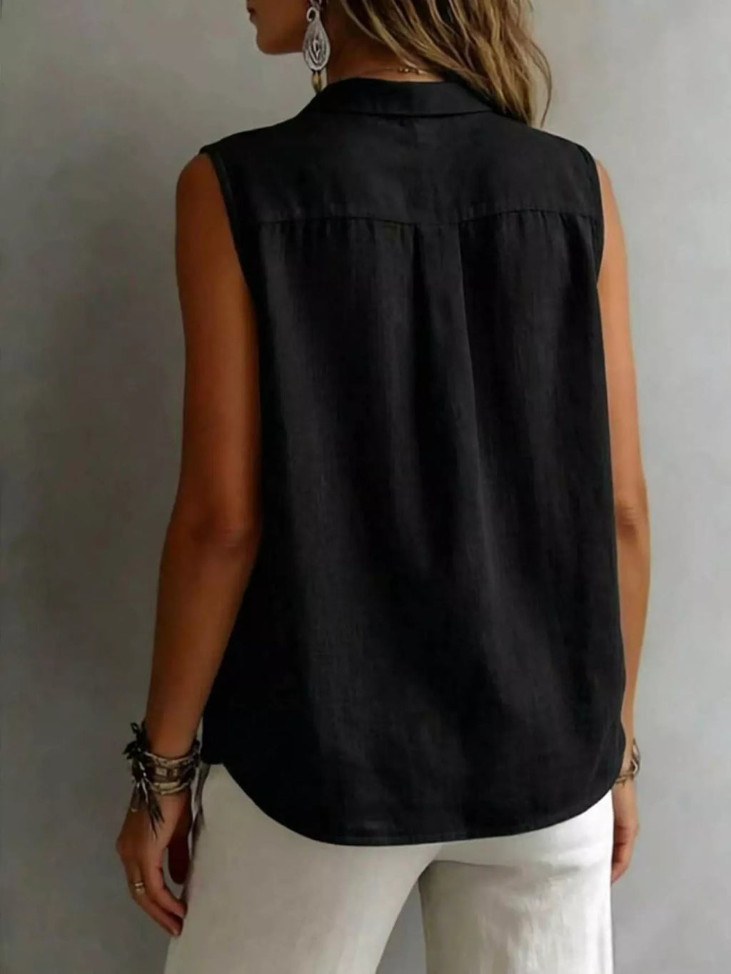 Sleeveless Button-down Shirt (10)