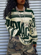 Printed Drop Shoulder Long Sleeve T-shirt