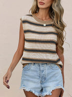 Striped Round Neck Knit Top (4)