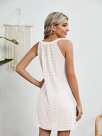 Eyelet Round Neck Sleeveless Dress (16)