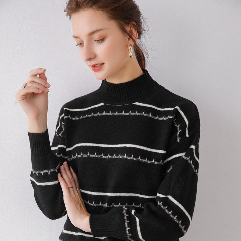 Wool Turtleneck Sweater variant CJNSSYMY01655-Black-S|CJNSSYMY01655-Black-M|CJNSSYMY01655-Black-XXL|CJNSSYMY01655-Black-3XL|CJNSSYMY01655-Black-L|CJNSSYMY01655-Black-XL