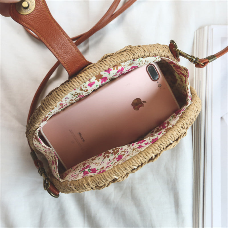 Semicircular Mini Straw Bag photo 5