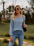 Round Neck Button-down Long Sleeve Tee (6)