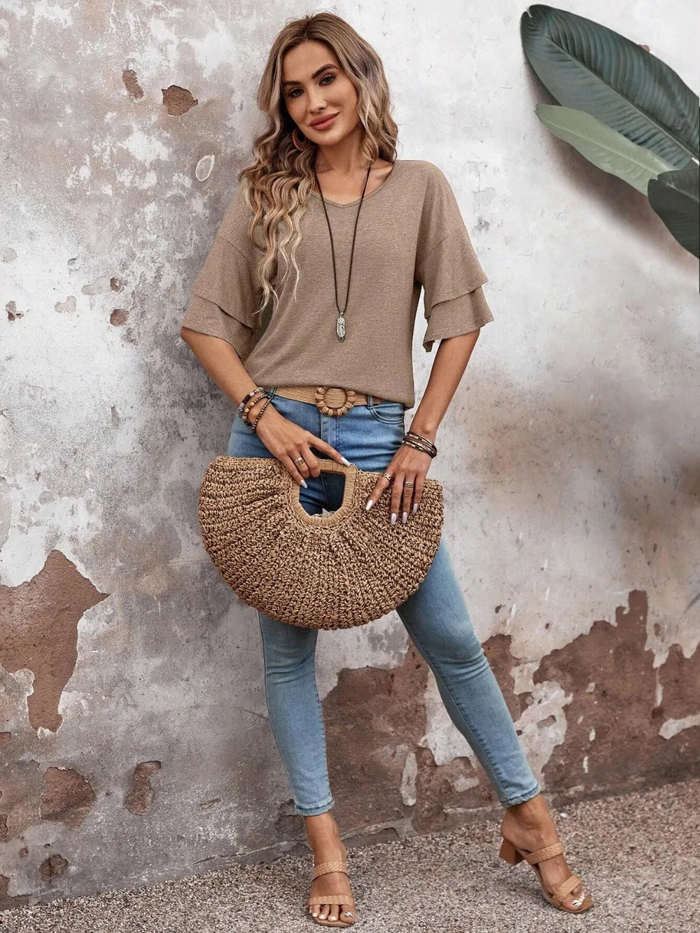 V-neck Half Sleeve Blouse (11)