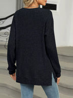 Round Neck Knit Button Top (20)