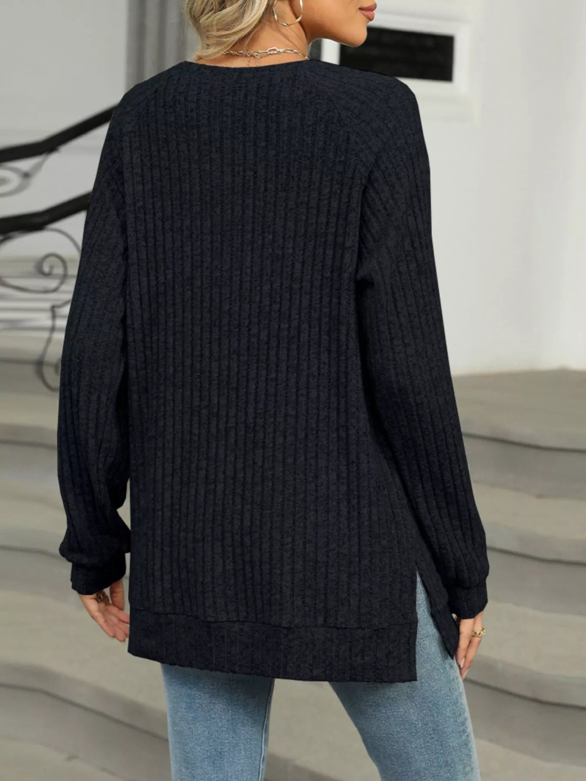 Round Neck Knit Button Top (20)