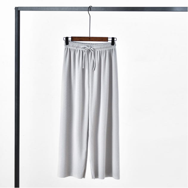 Ice Silk Wide Leg Pants variant CJNSXZKT00940-Light Grey-One size