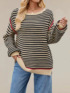 Oversized Striped Dropped Shoulder Sweater (4)