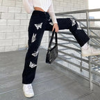 Butterfly Print High-waisted Straight-leg Jeans photo 4
