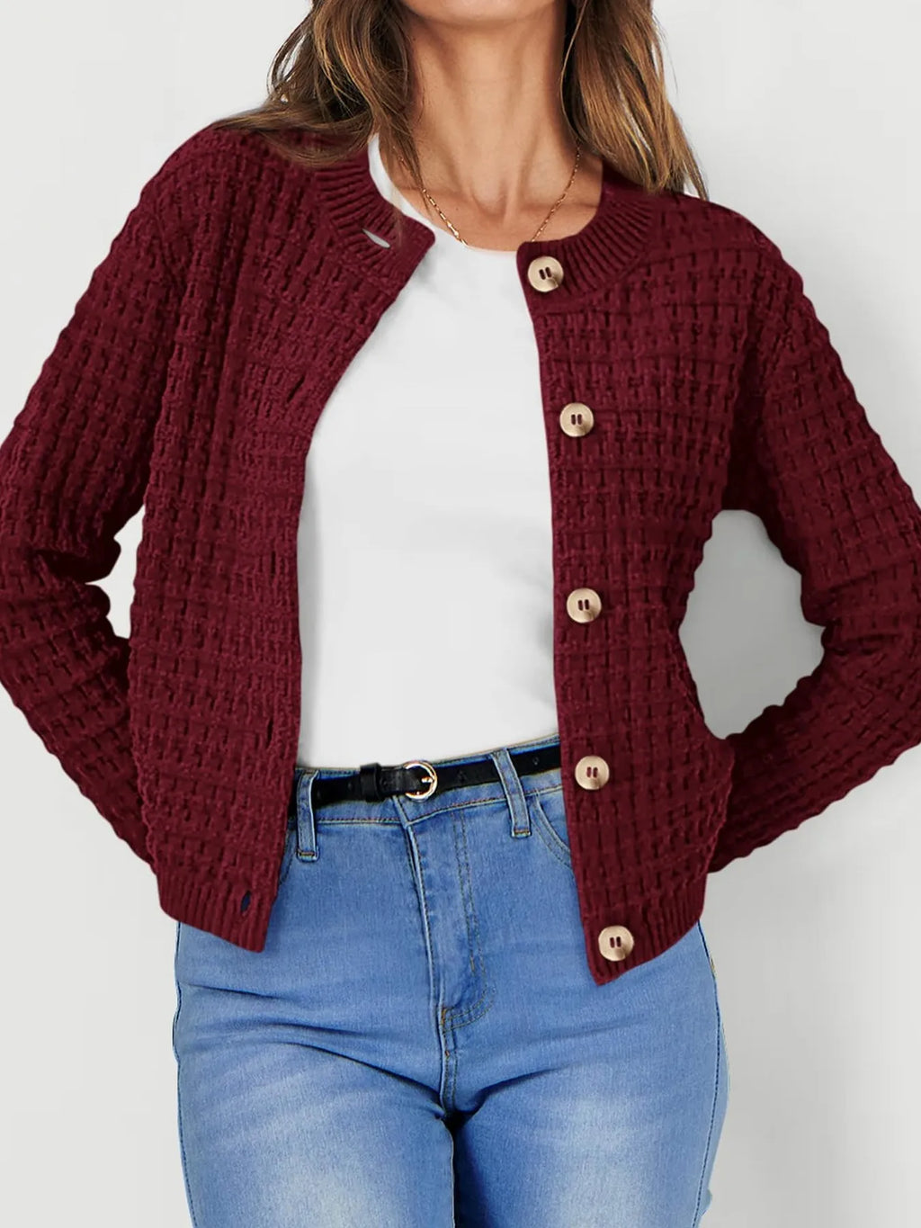 Textured Knit Button-front Cardigan (18)