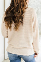 Slit Waffle Knit Long Sleeve T-shirt (2)