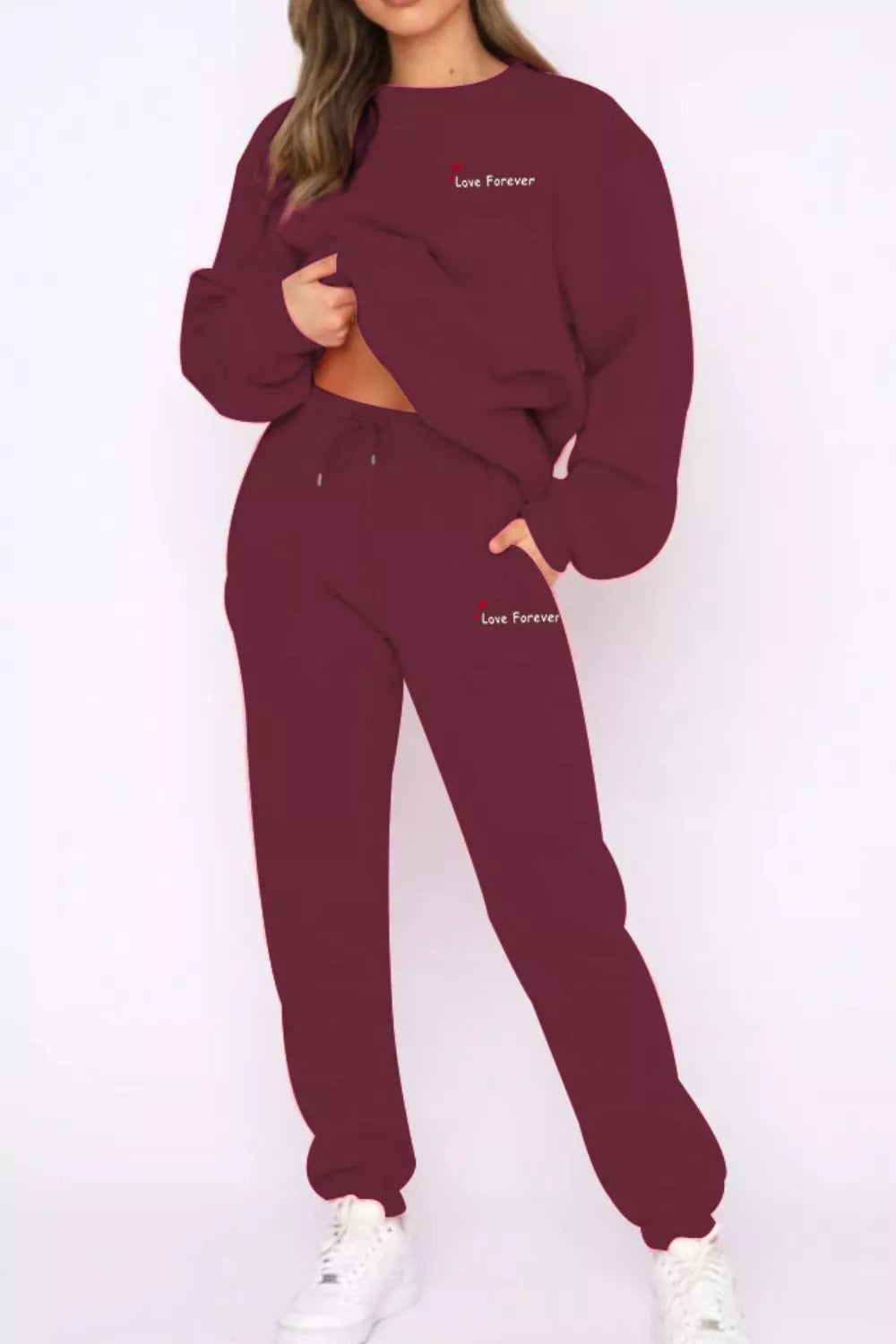 Round Neck Sweatshirt Joggers Set (33)