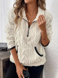 Full Size Sherpa Half Zip Sweatshirt Plus
