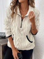 Full Size Sherpa Half Zip Sweatshirt Plus