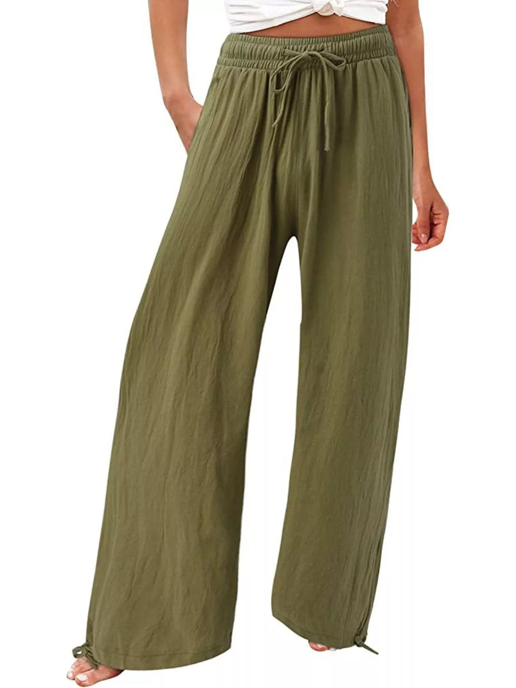 Full Size Wide Leg Pants Drawstring Waist Plus (4)