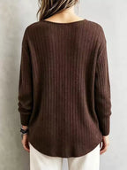 V-neck Ribbed Long Sleeve T-shirt (8)