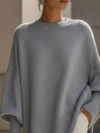 Ribbed Batwing Sleeve Oversized Sweater (11)