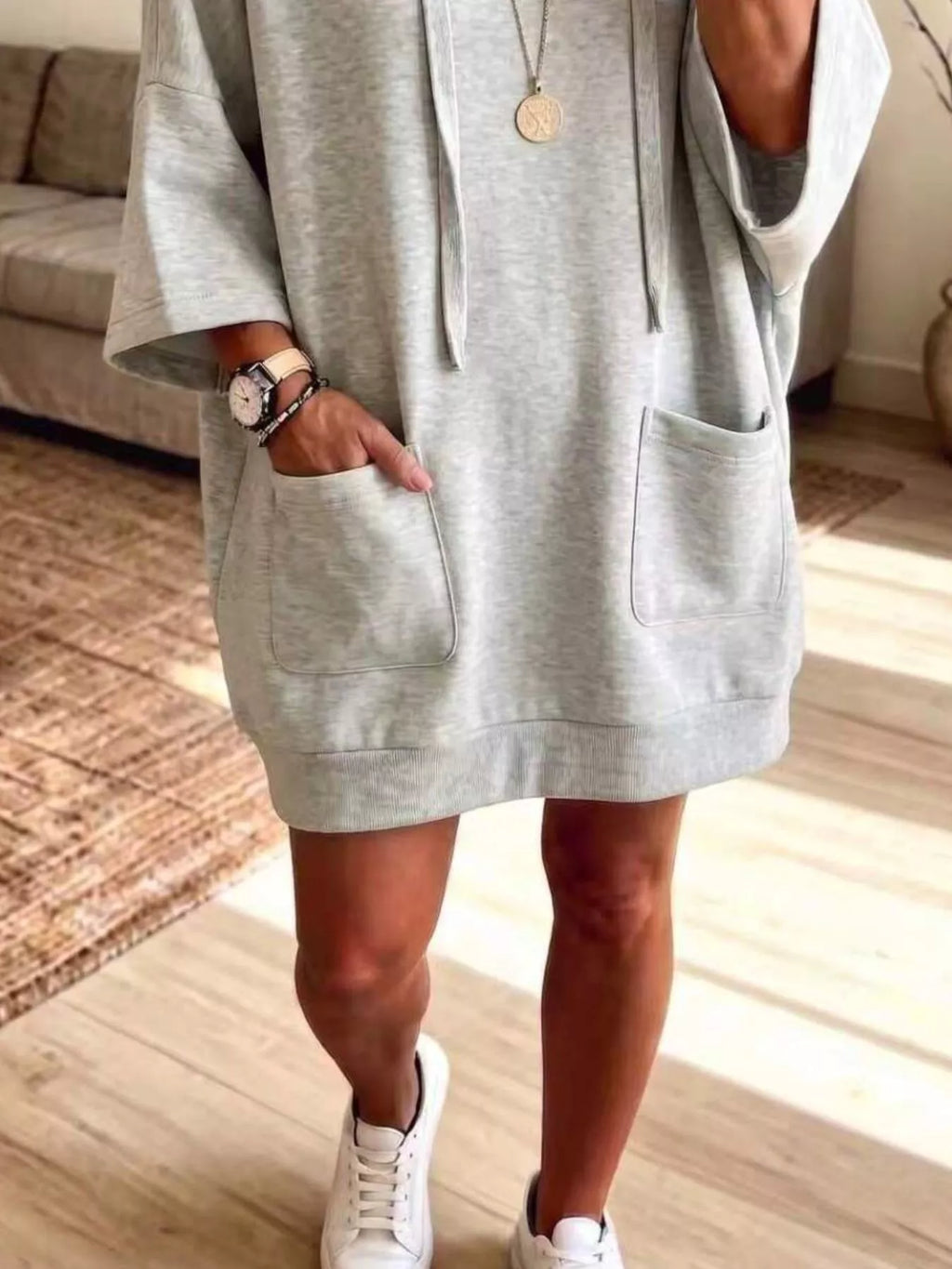 Full Size Drawstring Oversized Front Pockets Hoodie Plus (12)