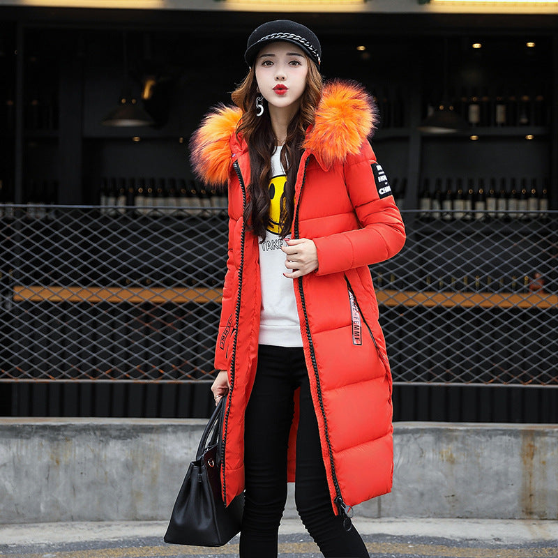 Long Cotton Jacket Hooded Big Fur Collar Down photo 1