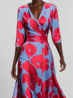 Floral Print Half Sleeve Wrap Maxi Dress (11)