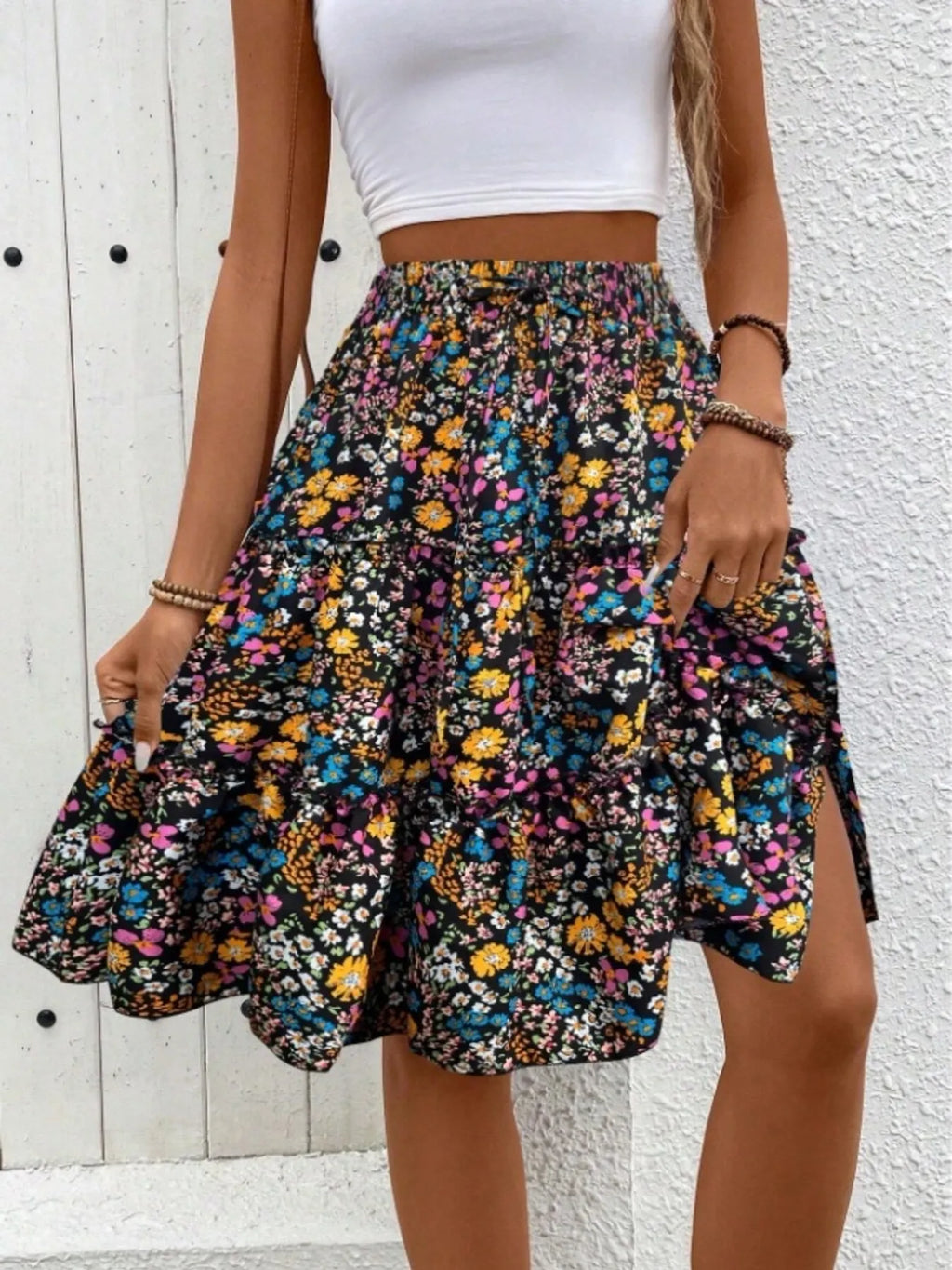 Floral Print Midi Skirt (3)