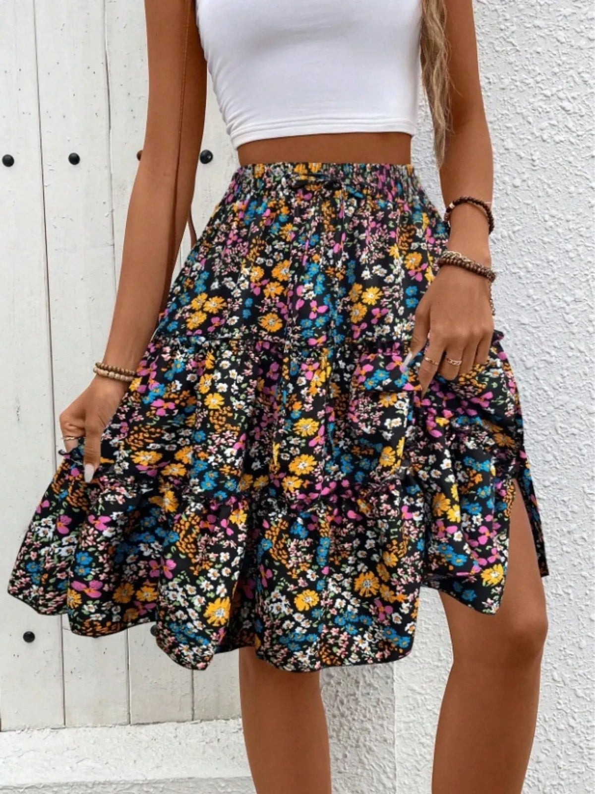 Floral Print Midi Skirt (3)
