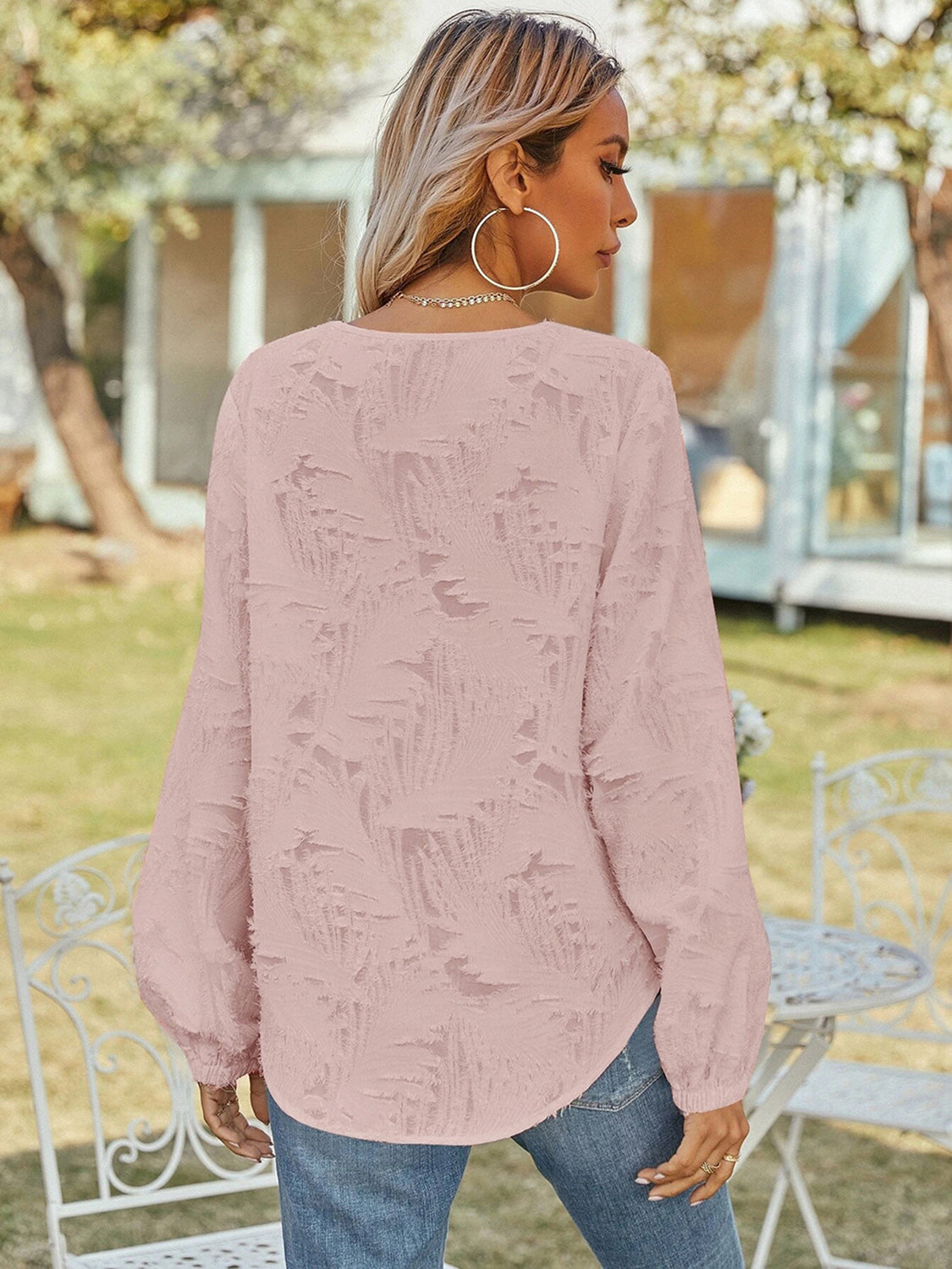 V-neck Long Sleeve Blouse (8)