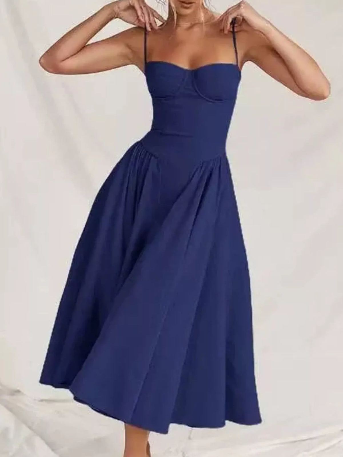 Sweetheart Neck Ruched Midi Dress