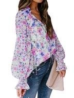 Full Size Floral Print Smocked Cuff Blouse Plus (5)