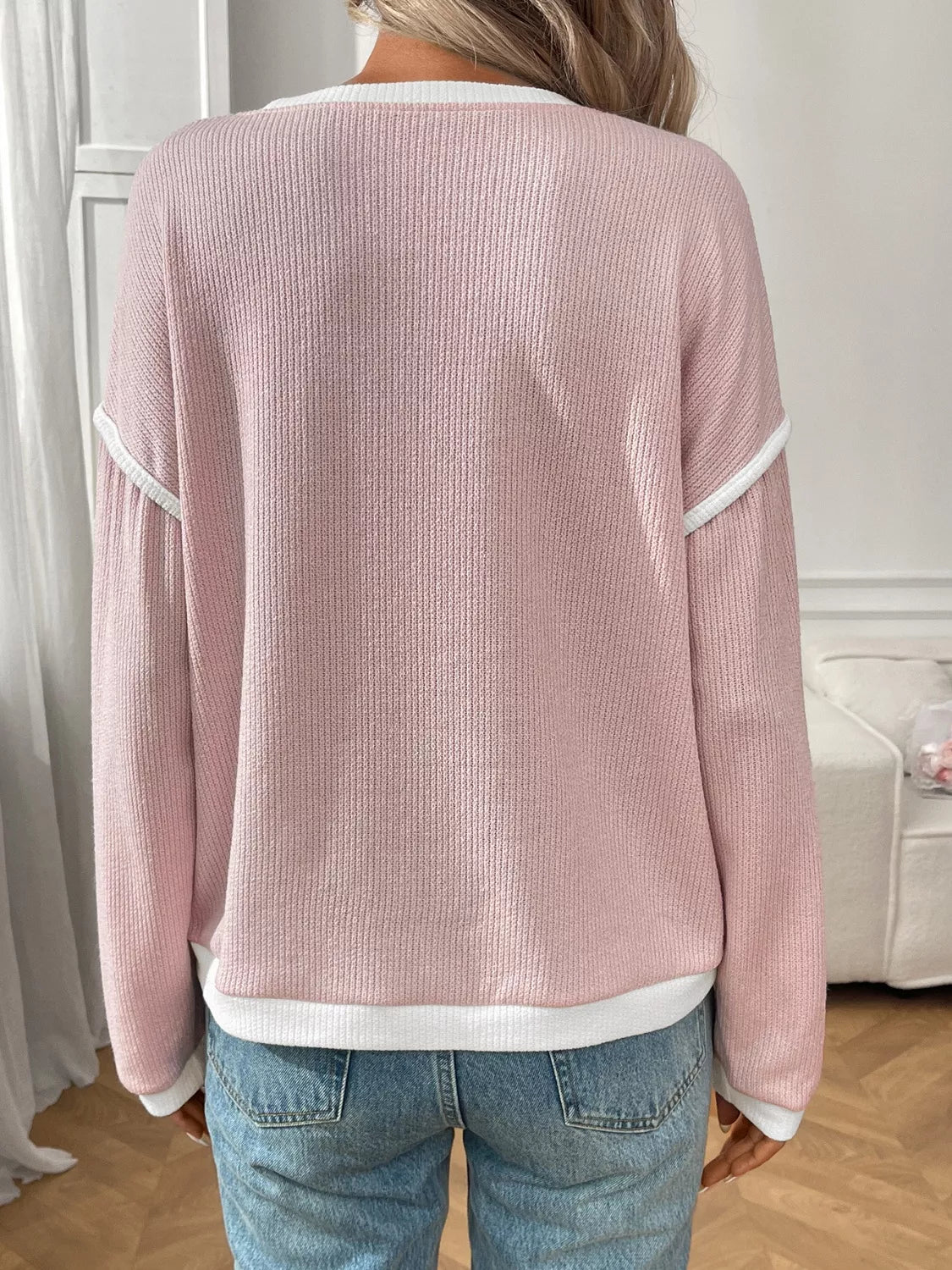 Ribbed Knit Contrast Trim Sweater (6)