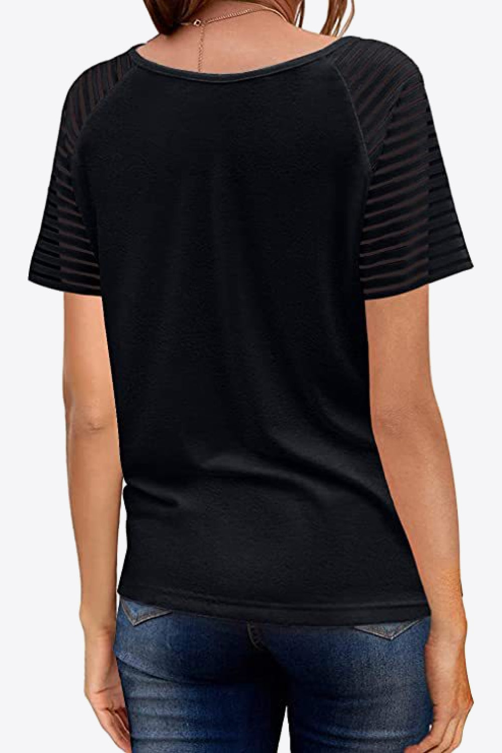 V-neck Raglan Sleeve Tee (2)