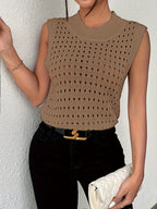 Hollow Out Round Neck Knit Tank (24)