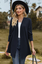 Textured Open Front Long Sleeve Cardigan (6)