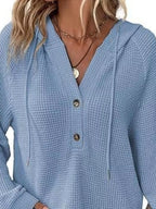 Full Size Waffle Knit Half-button Hoodie Plus (13)