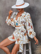 Cutout Front Printed Long Sleeve Romper (4)