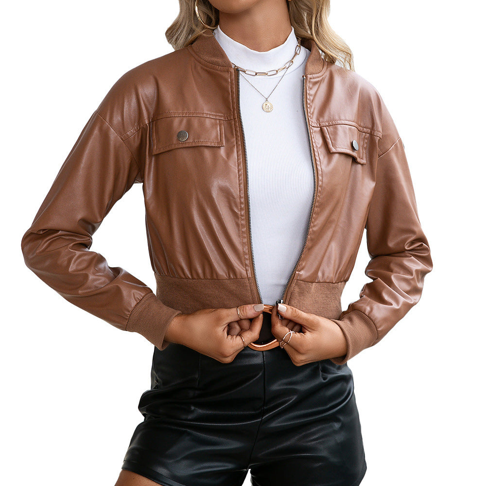 Pu Motorcycle Leather Jacket Top photo 3