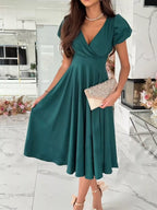Surplice Puff Sleeve Midi Dress (7)