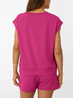 Round Neck Cap Sleeve Top Shorts Set (17)