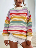 Rainbow Striped Drop Shoulder Oversized Sweater (10)