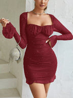 Ruched Glitter Bodycon Mini Dress (5)